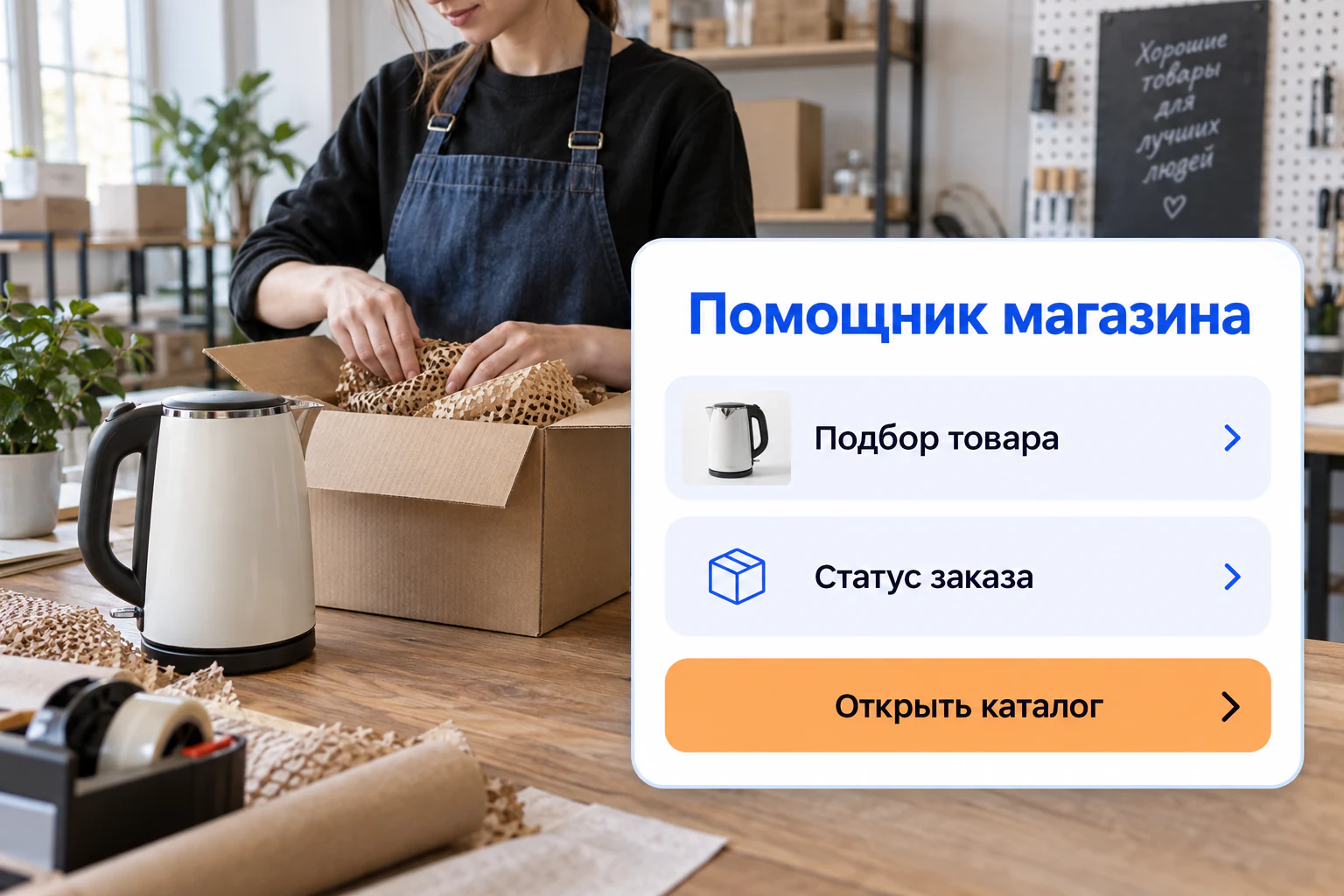 Иллюстрация сценария: ии-консультант интернет-магазина; фото и макет интерфейса